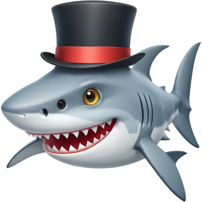 Shark with a top hat emoji