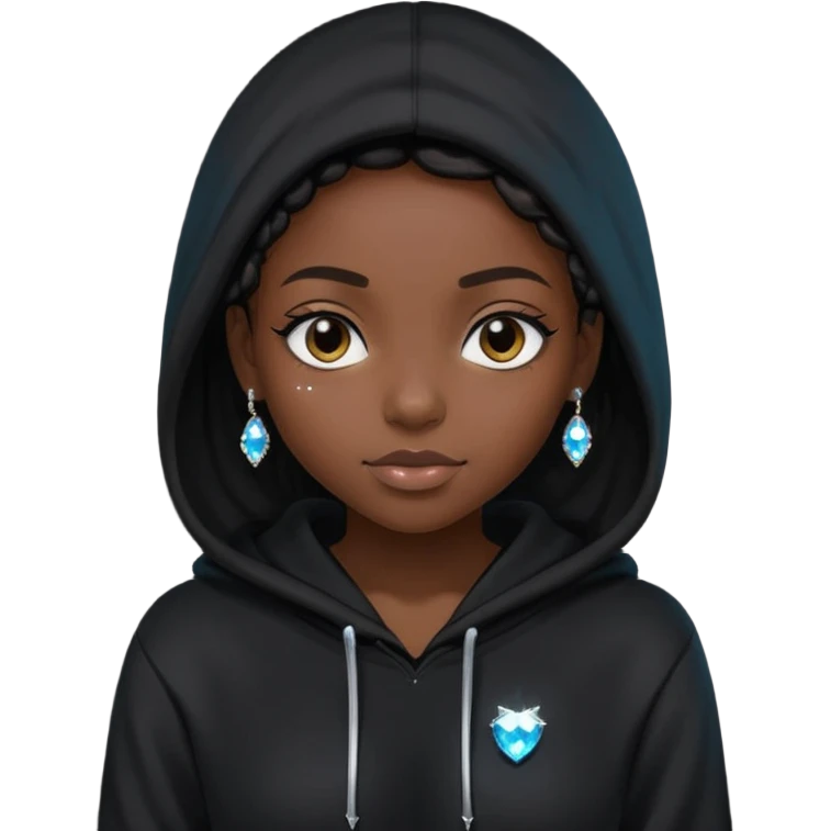 Black girl with Black hoodie with rhinestones emoji