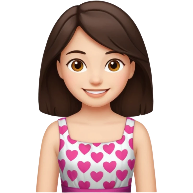 a dark brown-haired girl who was very happy with love emoji
