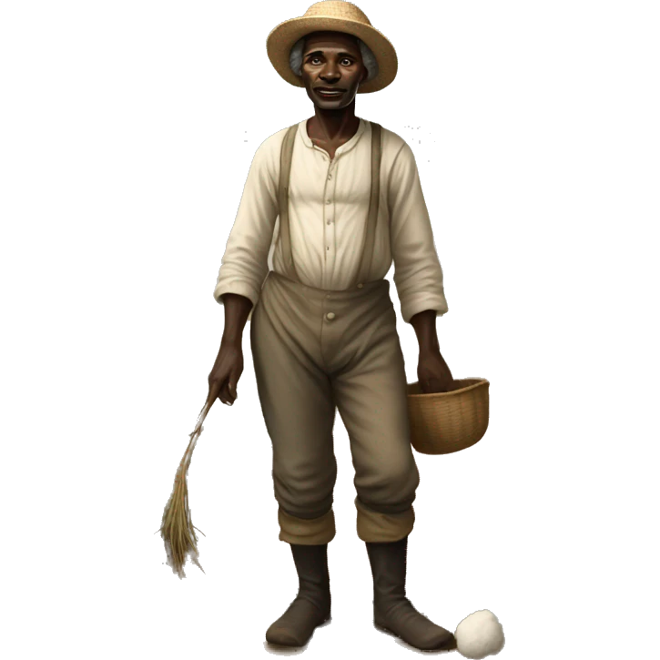 impoverished african farmer 1700s in cotton fields emoji