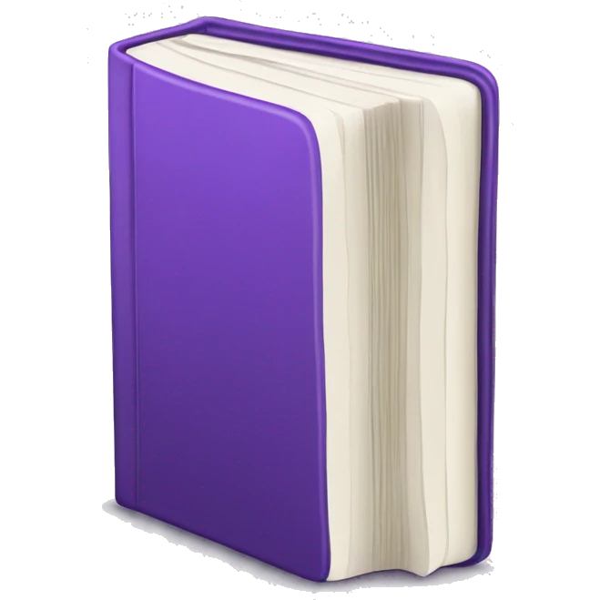 Closed book with purple cover, white pages, black spine (standing upright) emoji