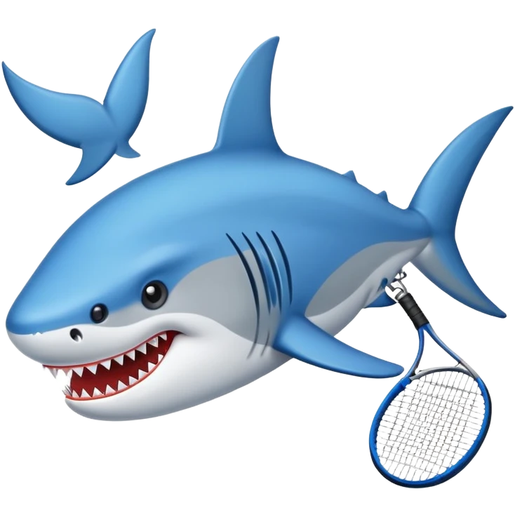 Un tiburón con un tenis azul  emoji