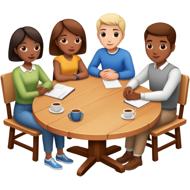 group of people sitting around a table emoji