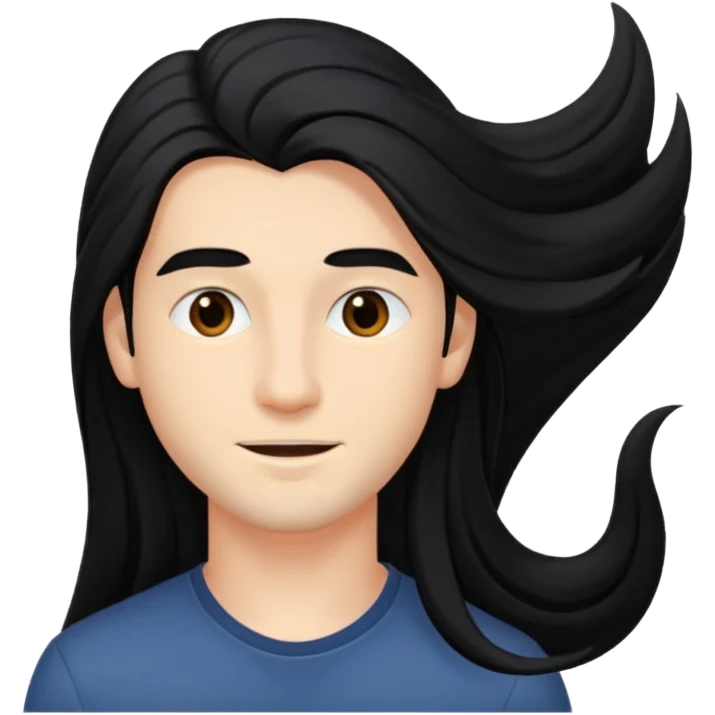 Young man with long flowing hair Dark black in color emoji