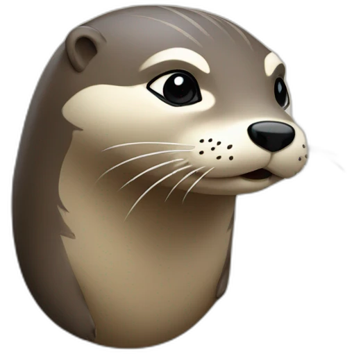 loutre qui fait dépasser, sur le côté, sa tête d'un mur emoji