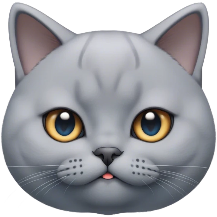 Cinematic Cute Grey British Shorthair Cat Portrait Emoji, Head tilted playfully and inquisitively, sleek soft grey fur with subtle blue undertones, Simplified yet adorable features, highly detailed, glowing with a warm, friendly glow, high shine, curious and affectionate, stylized with a touch of whimsy, bright and alert, soft glowing outline, capturing the essence of a calm yet playful kitten, so endearing it feels like it could leap out of the screen and cuddle! emoji