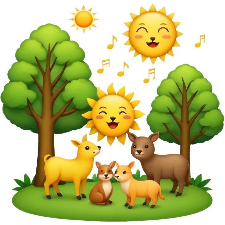 create me an emoji wih sun, trees, singing animals emoji