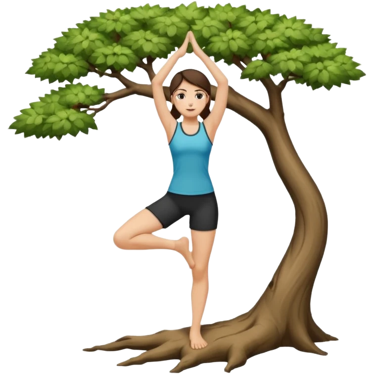 brunette girl in tree pose emoji