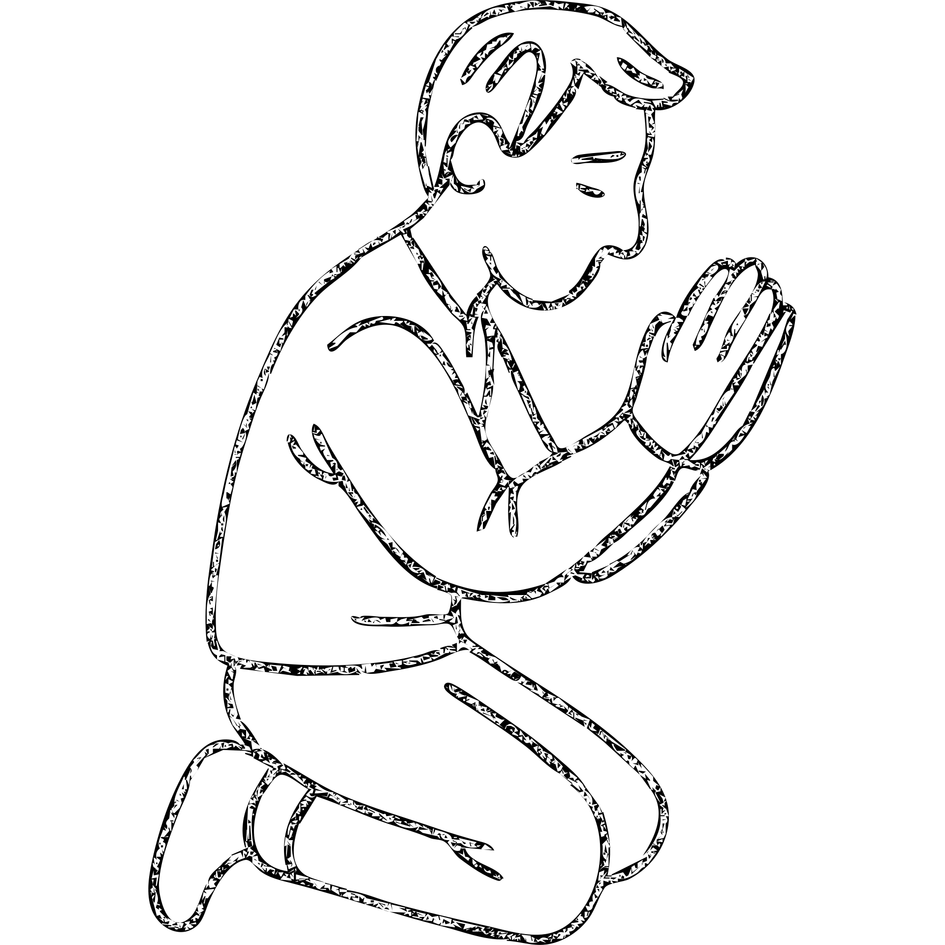 hand-drawn outlined icon of a man praying emoji