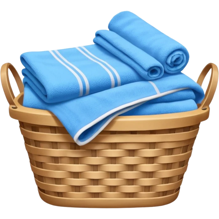 laundry basket with blue towels emoji