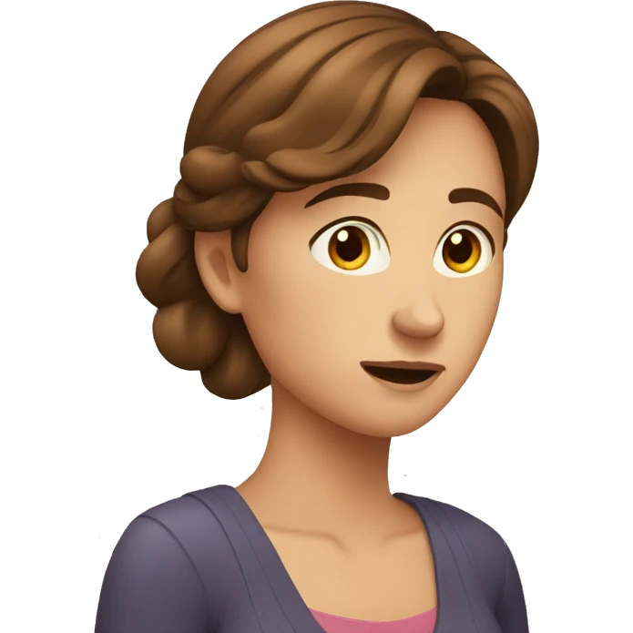 worried-women-with-brown-hair smiling emoji