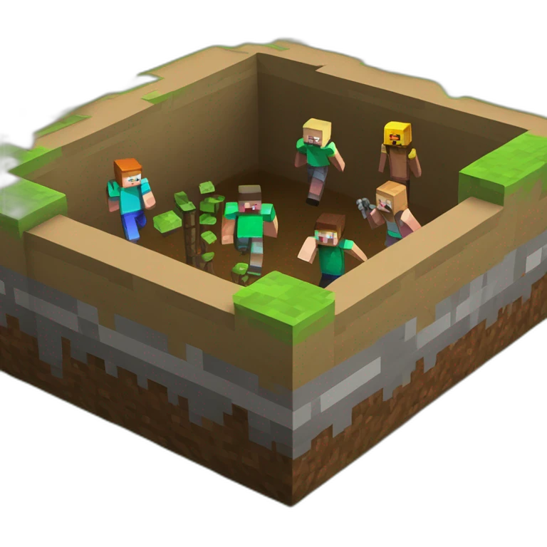 minecraft dirt blok with people on background emoji