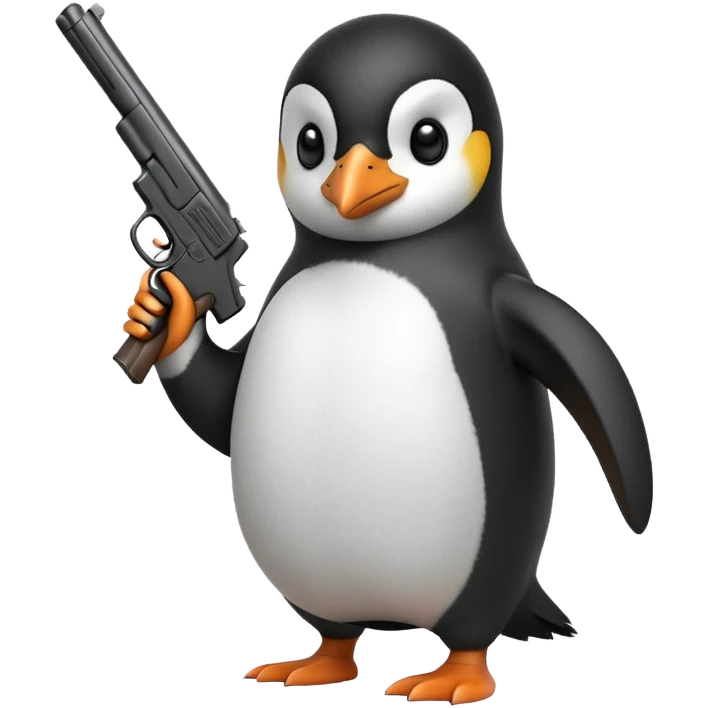 Penguin with a gun emoji
