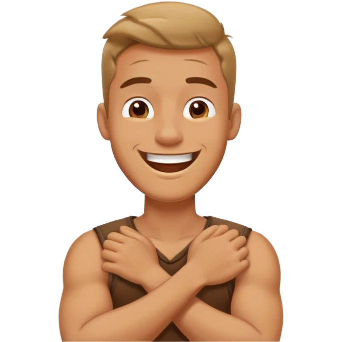 arms crossed holding neck laughing guy emoji