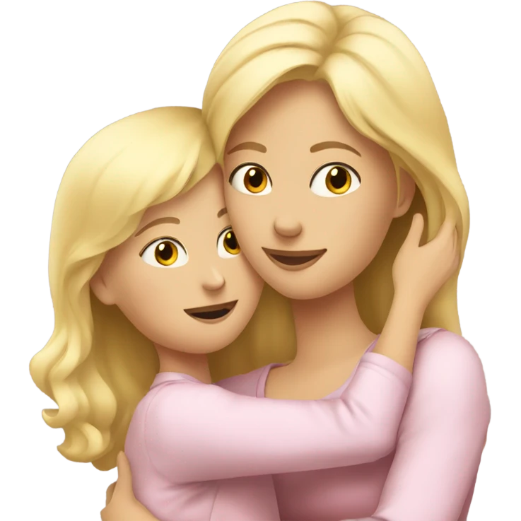Blonde Mother huggings with a girl emoji