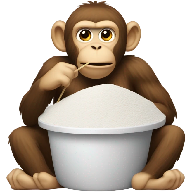 stressed out monkey with a mountain of flour in front of him and a straw emoji