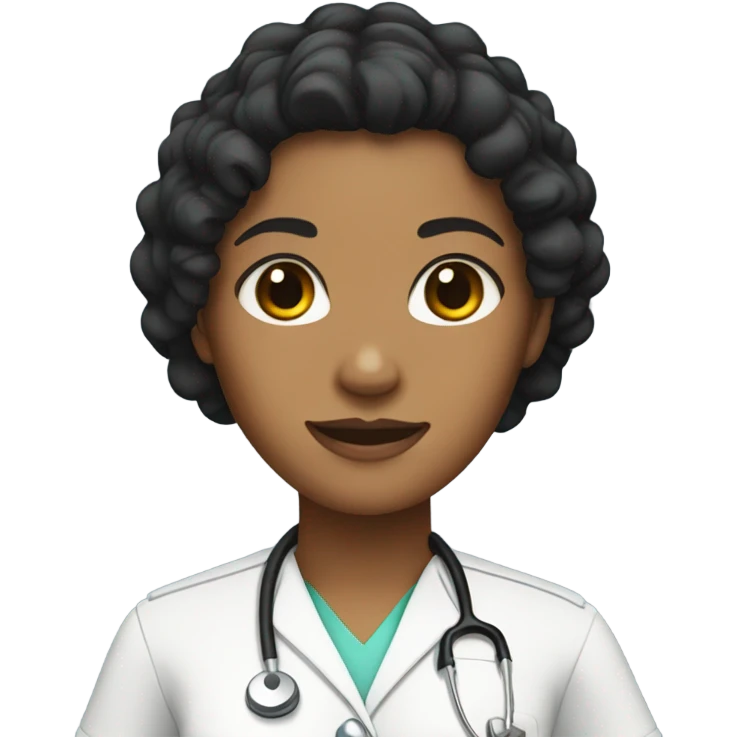 Tan nurse with black curly hair emoji