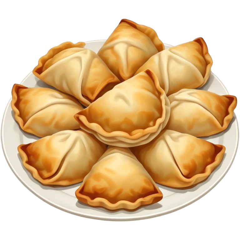 Shanghai fried dumplings with crispy bottom, simplified emoji style with bold outlines and bright colors, cartoon style pan-fried potstickers emoji
