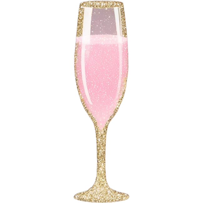 champagne flute, glitter, light pink emoji