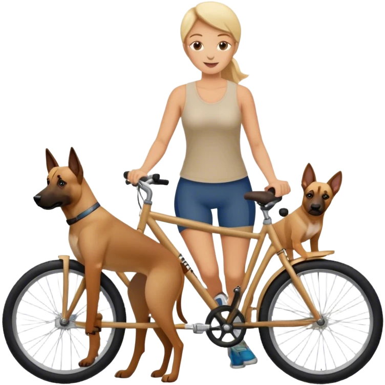 Mom and two kids on bikes with malinos dog emoji