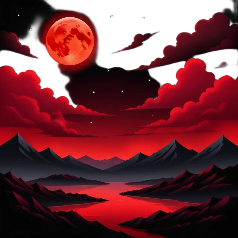 Edgy Black night sky crimson-blood-red glowing  Aesthetic scene scenery full picture  emoji