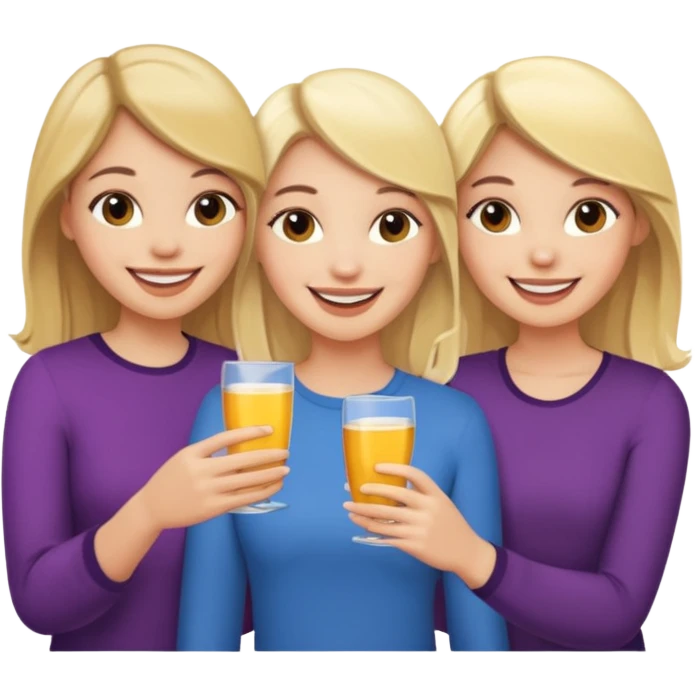 three besties two blondes and one brunette at the middle emoji