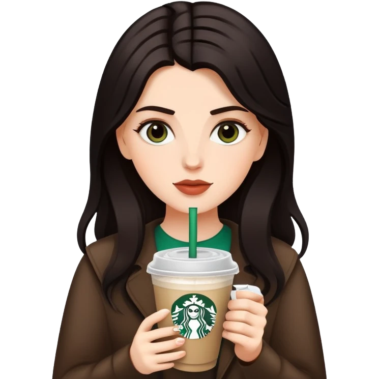 Dark hair white girl drinking starbucks emoji