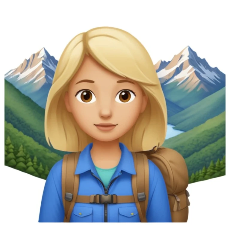 girl backpacking, travelling mountains background emoji