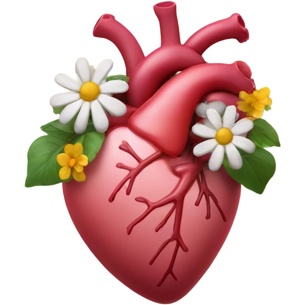 organ heart with flowers growing out of it emoji