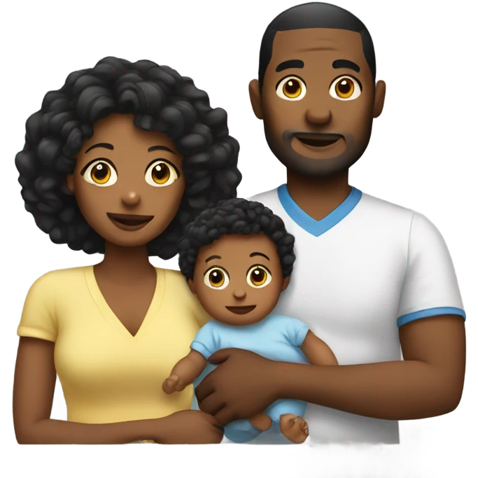 Black mom dad and baby emoji
