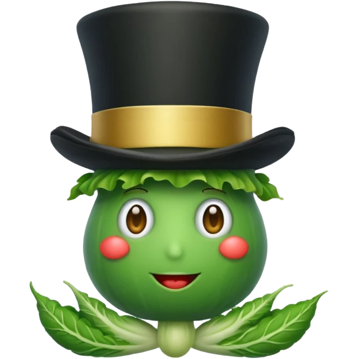 green vegetable with a top hat emoji