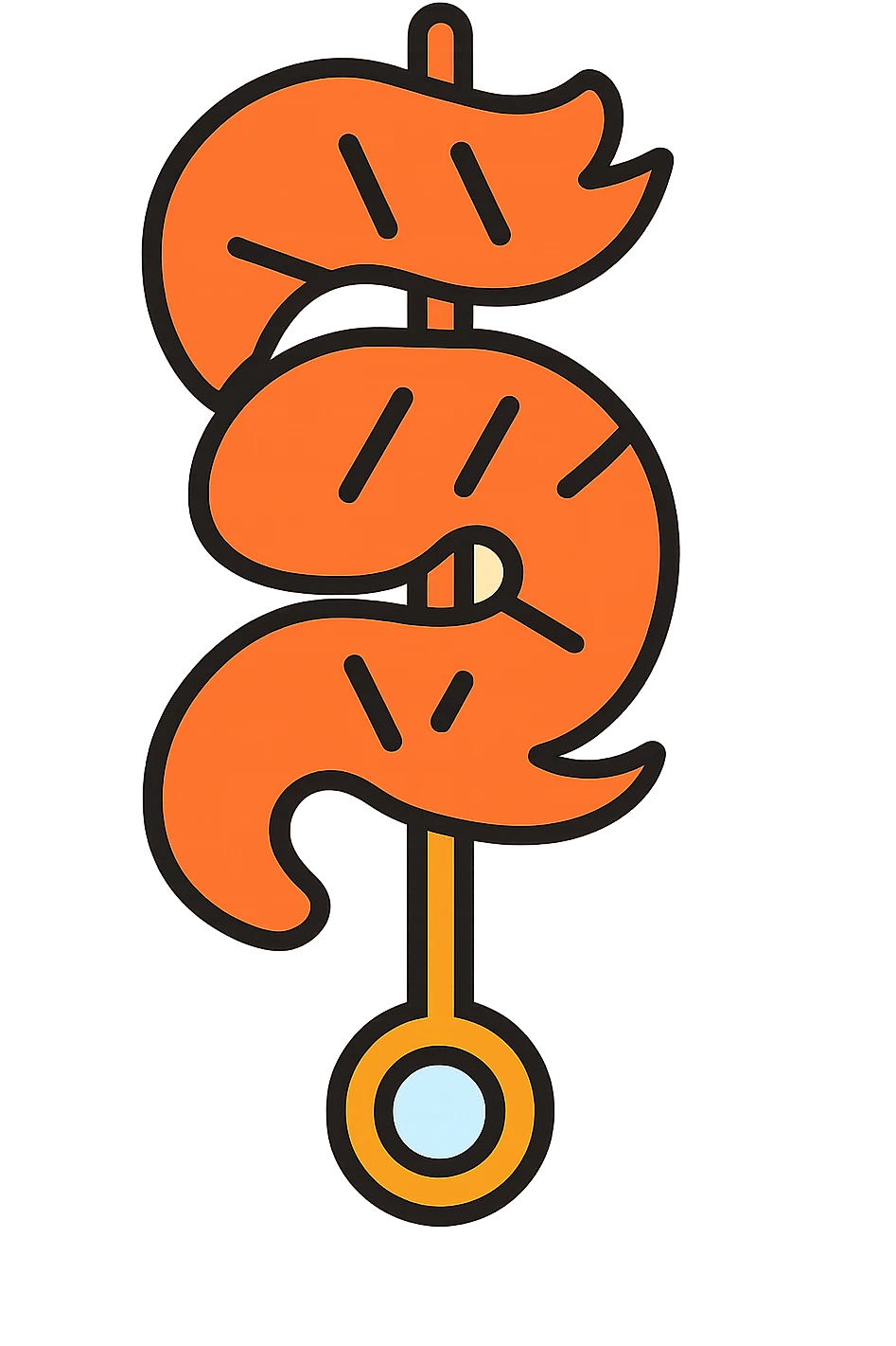 A minimal, icon-like grilled shrimp skewer with no background, clean and simple design. emoji
