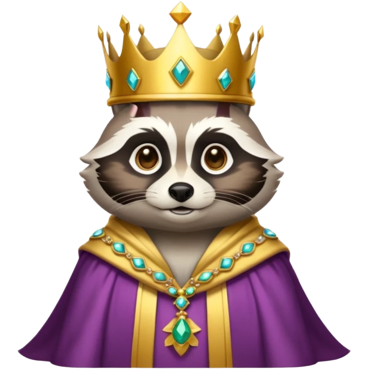 King Racoon with gold jewelled crown emoji
