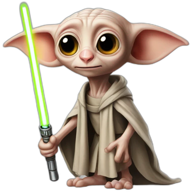 Dobby with a lightsaber emoji