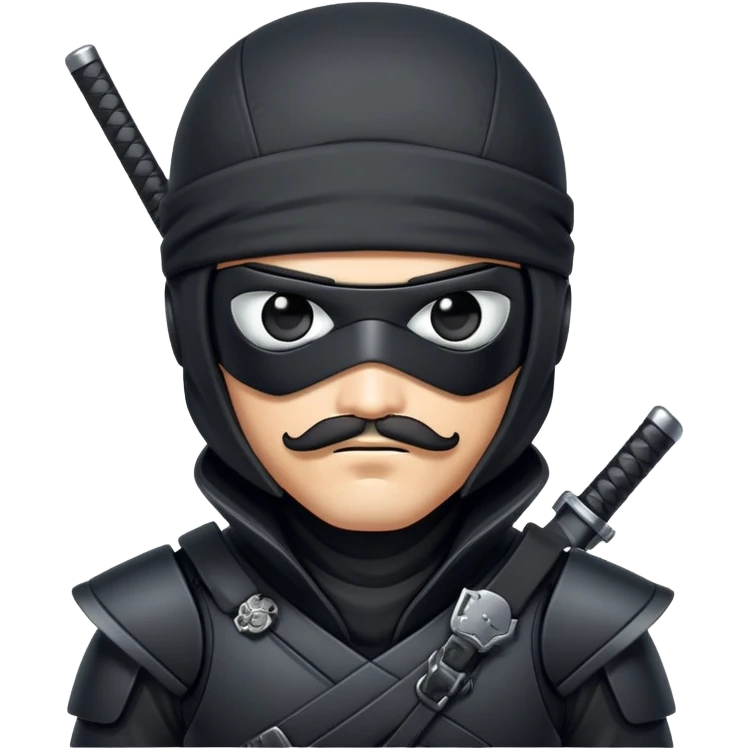 black ninja mercenary android with mustache and eye-patch emoji