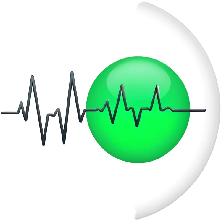 green dot with ECG heartbeat line. dot, not heat emoji