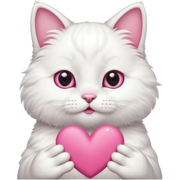 Cute white cat making heart shape with his hand emoji