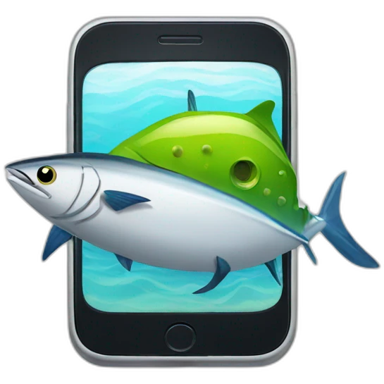 A tuna with a smartphone emoji