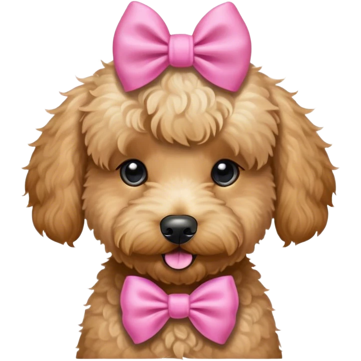 Mini goldendoodle with pink bow emoji