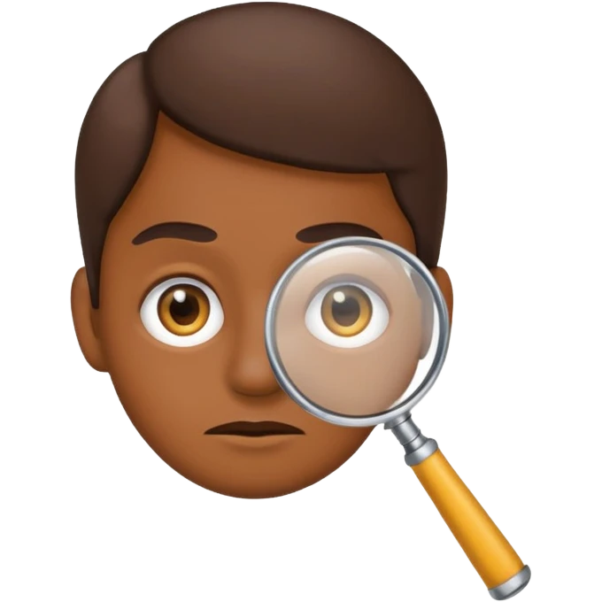 emoji with magnifying glass and black background with serious face brown face emoji