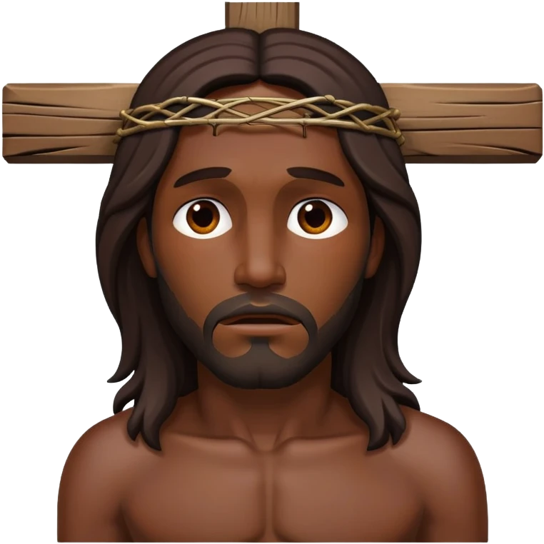Dark skin christ Jesus on cross emoji