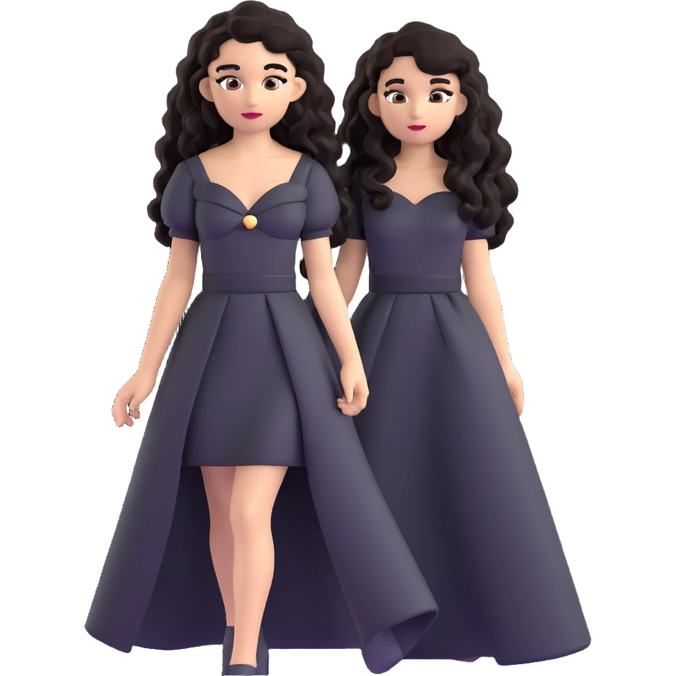 light skin girl with black very long curly hair, brown eyes, black Chanel dress emoji