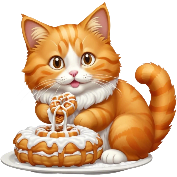 Orange cat eating funnel cake emoji