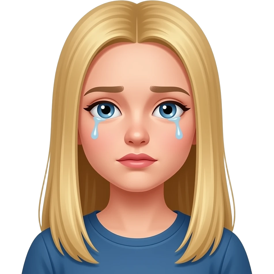 fai un set di emoji come soggetto una bella ragazza russa bionda capelli lisci lunghi e occhi chiari e piange emoji