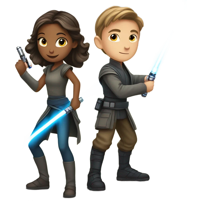 Lightsaber battle girl vs boy emoji