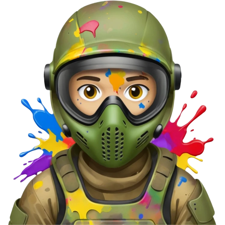 paintball player face shot with lots of colors messy emoji