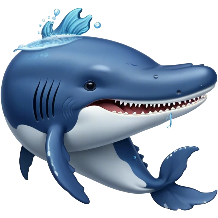 Meme-Worthy Singing Humpback Whale Portrait Emoji, Mouth open wide in a dramatic, melodious pose, showcasing a deep blue-gray body with barnacle accents and an expressive, soulful gaze, Simplified yet artistically graceful features, highly detailed, glowing with a soft, magical marine aura, high shine, enchanting and full of life, stylized with an air of deep-sea wonder, soft glowing outline, capturing the essence of a majestic humpback whale mid-song, resonating with the beauty of the ocean's ancient melodies! emoji