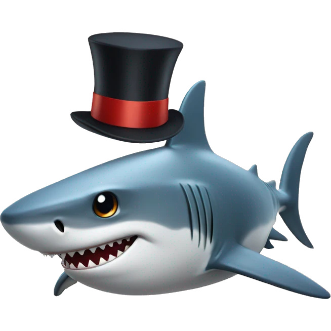 Shark with a top hat emoji