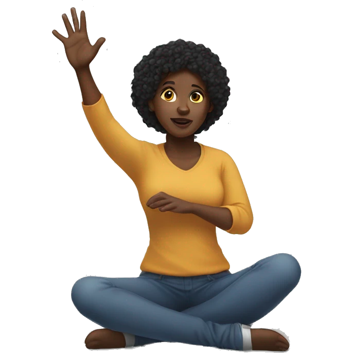 Black woman on knees reaching arm out emoji