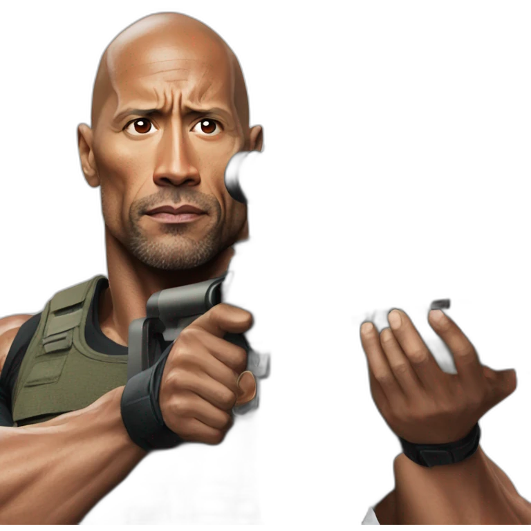 Dwayne Johnson with a sniper emoji